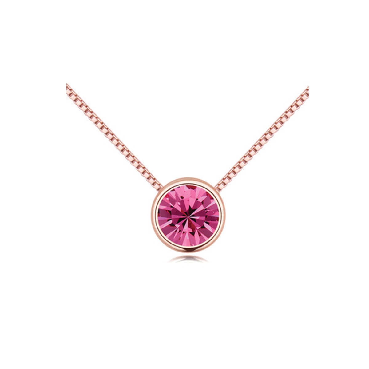 SOLITARIO, Collar Solitario rosa de chapa de oro rosa y cristal Swarovski